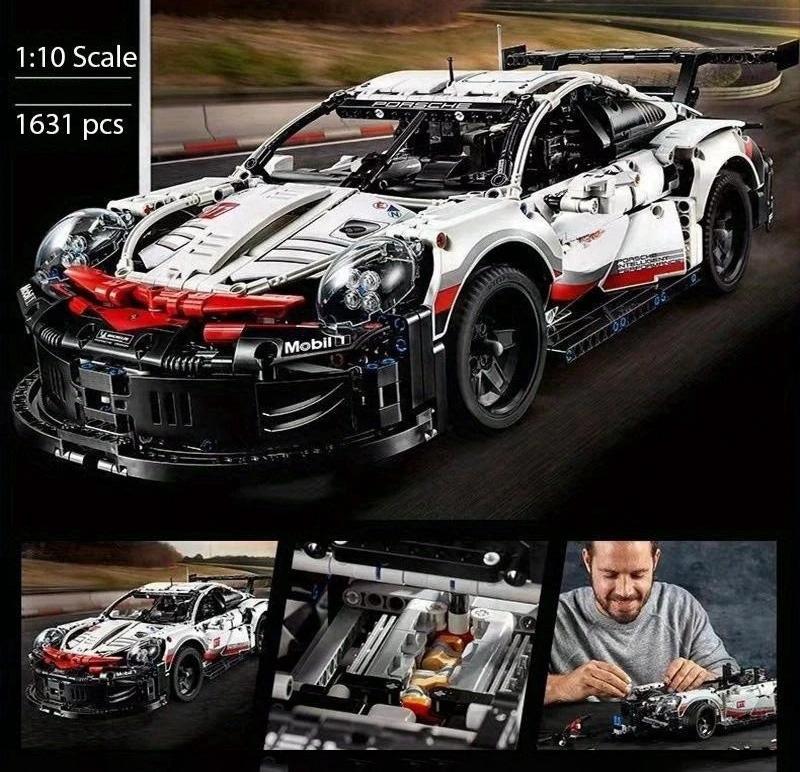 Constrói um Supercarro de Corrida - Blocos de Construção, escala 1:10, Desafio de Montagem Constrói um Supercarro de Corrida - Blocos de Construção, escala 1:10, Desafio de Montagem